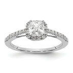 14k White Gold 1/4 carat Lab Grown Diamond VS/SI+ G+ 3/4 carat Center Cushion Semi Mount Engagement Ring