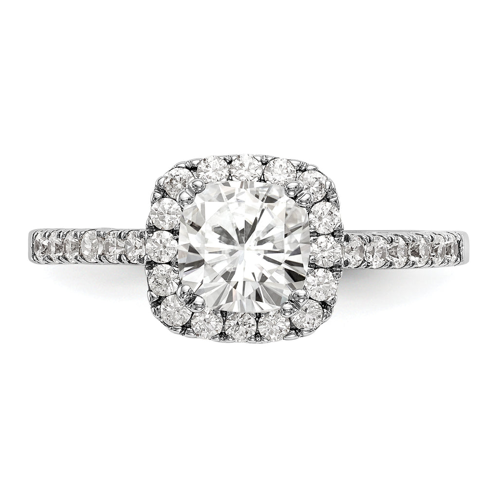 14k White Gold 3/8 carat Lab Grown Diamond VS/SI+ G+ 7/8 carat Center Cushion Semi Mount Engagement Ring