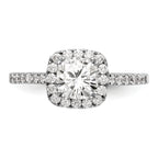 14k White Gold 3/8 carat Lab Grown Diamond VS/SI+ G+ 7/8 carat Center Cushion Semi Mount Engagement Ring