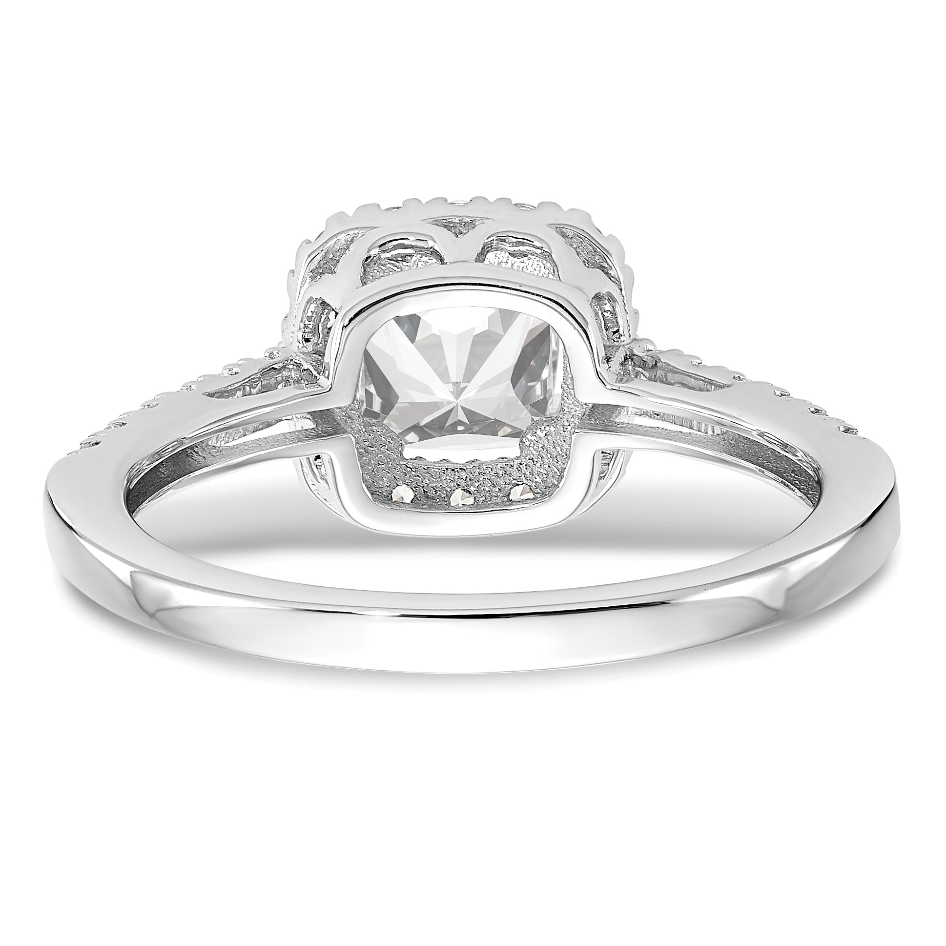 14k White Gold 3/8 carat Lab Grown Diamond VS/SI+ G+ 7/8 carat Center Cushion Semi Mount Engagement Ring