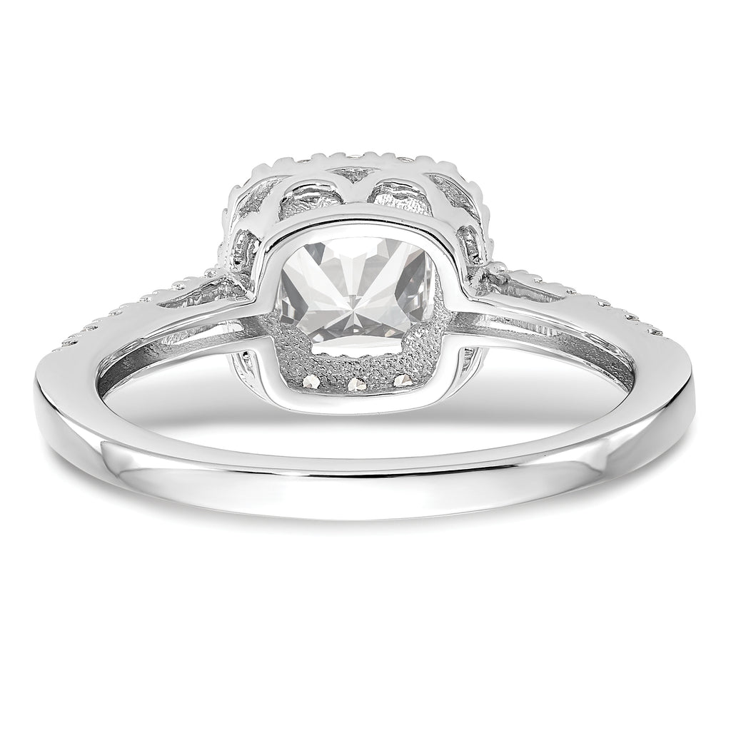14k White Gold 3/8 carat Lab Grown Diamond VS/SI+ G+ 7/8 carat Center Cushion Semi Mount Engagement Ring