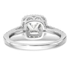14k White Gold 3/8 carat Lab Grown Diamond VS/SI+ G+ 7/8 carat Center Cushion Semi Mount Engagement Ring