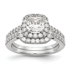 14k White Gold 3/8 carat Lab Grown Diamond VS/SI+ G+ 7/8 carat Center Cushion Semi Mount Engagement Ring