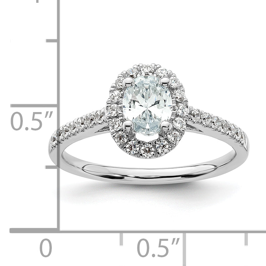 14k White Gold 3/4 carat Lab Grown Diamond VS/SI+ G+ Oval Complete Halo Engagement Ring