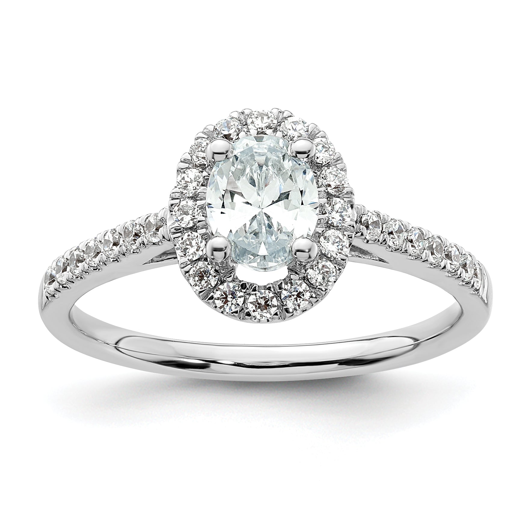14k White Gold 3/4 carat Lab Grown Diamond VS/SI+ G+ Oval Complete Halo Engagement Ring Main image