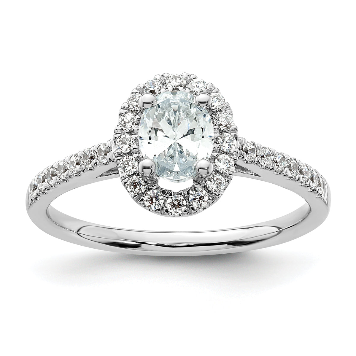 14k White Gold 3/4 carat Lab Grown Diamond VS/SI+ G+ Oval Complete Halo Engagement Ring