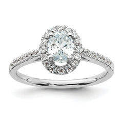 14k White Gold 3/4 carat Lab Grown Diamond VS/SI+ G+ Oval Complete Halo Engagement Ring