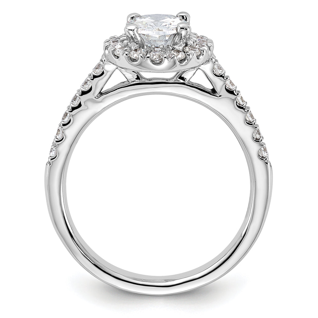 14k White Gold 1/2 carat Lab Grown Diamond VS/SI+ G+ 1 carat Center Oval Semi Mount Halo Engagement Ring