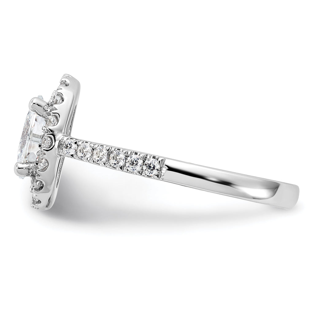 14k White Gold 1/2 carat Lab Grown Diamond VS/SI+ G+ 1 carat Center Oval Semi Mount Halo Engagement Ring