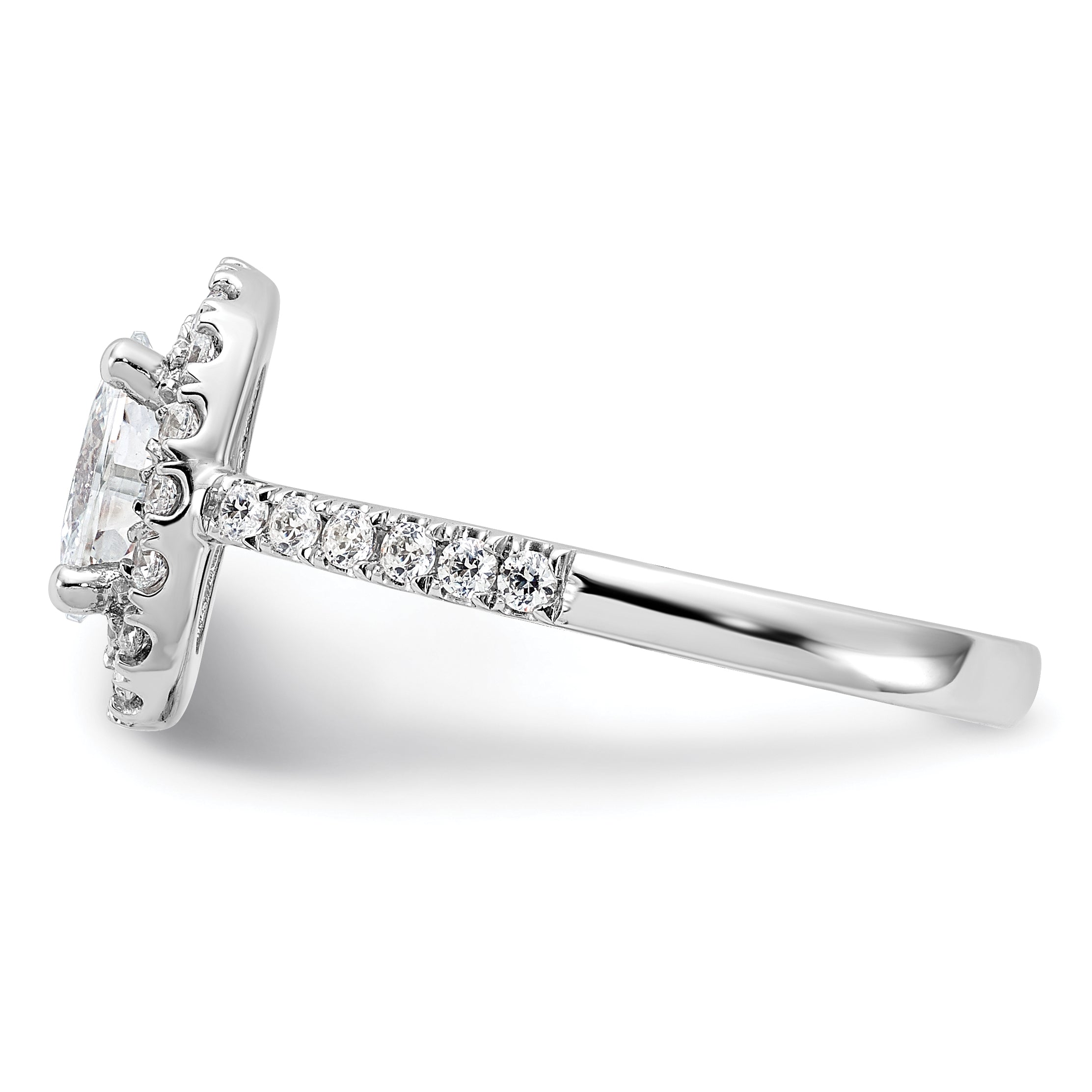 14k White Gold 1/2 carat Lab Grown Diamond VS/SI+ G+ 1 carat Center Oval Semi Mount Halo Engagement Ring