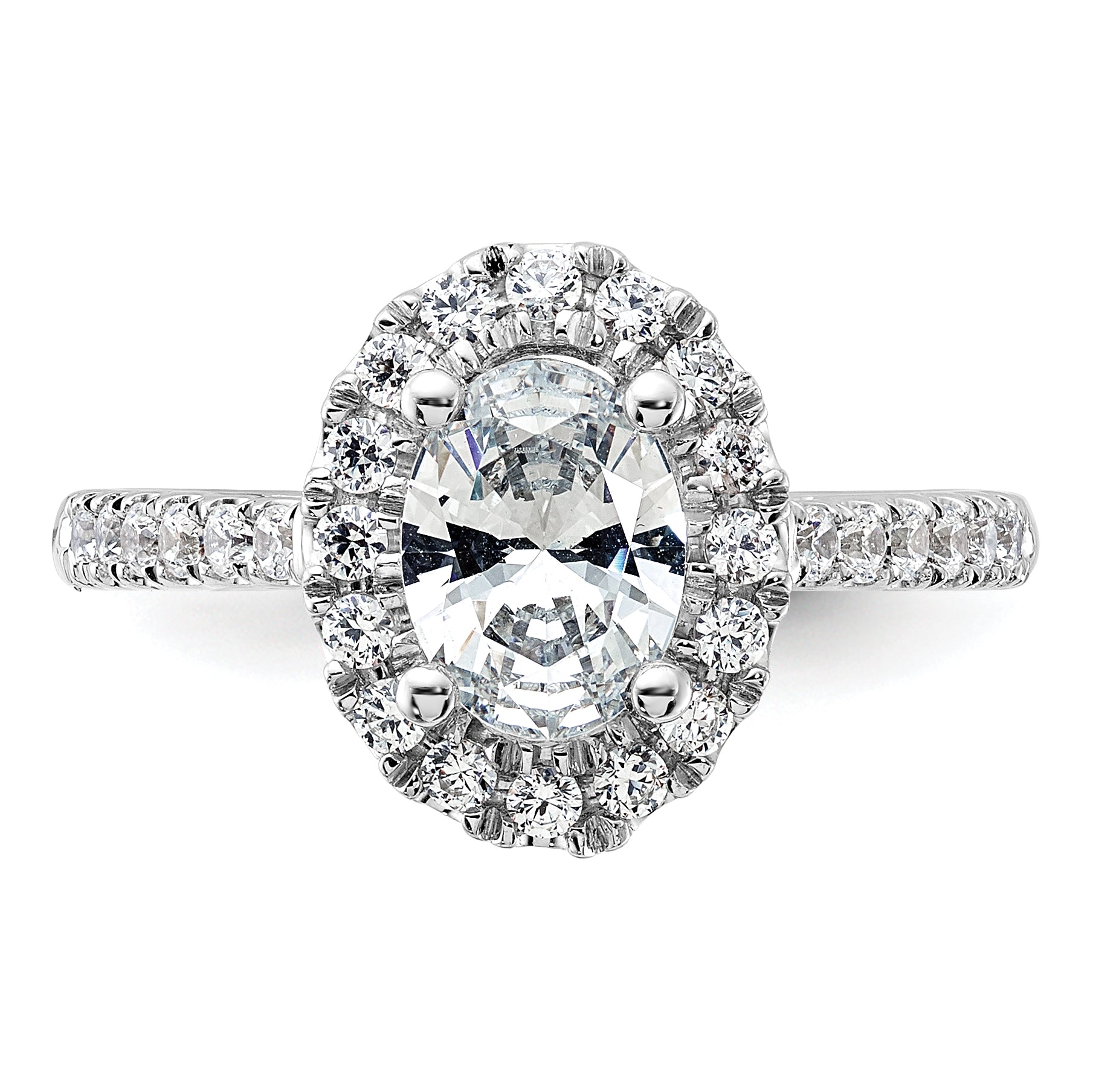 14k White Gold 1/2 carat Lab Grown Diamond VS/SI+ G+ 1 carat Center Oval Semi Mount Halo Engagement Ring