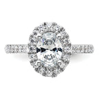 14k White Gold 1/2 carat Lab Grown Diamond VS/SI+ G+ 1 carat Center Oval Semi Mount Halo Engagement Ring