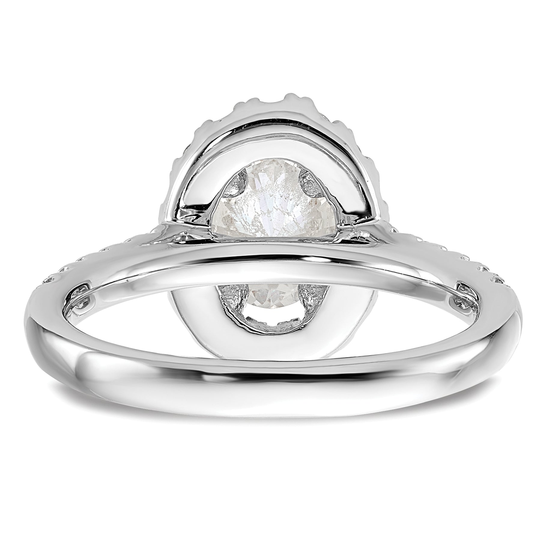 14k White Gold 1/2 carat Lab Grown Diamond VS/SI+ G+ 1 carat Center Oval Semi Mount Halo Engagement Ring
