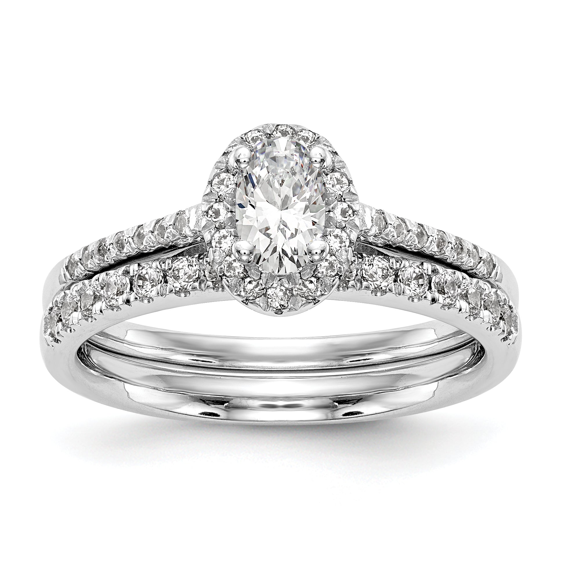 14k White Gold 1/2 carat Lab Grown Diamond VS/SI+ G+ 1 carat Center Oval Semi Mount Halo Engagement Ring