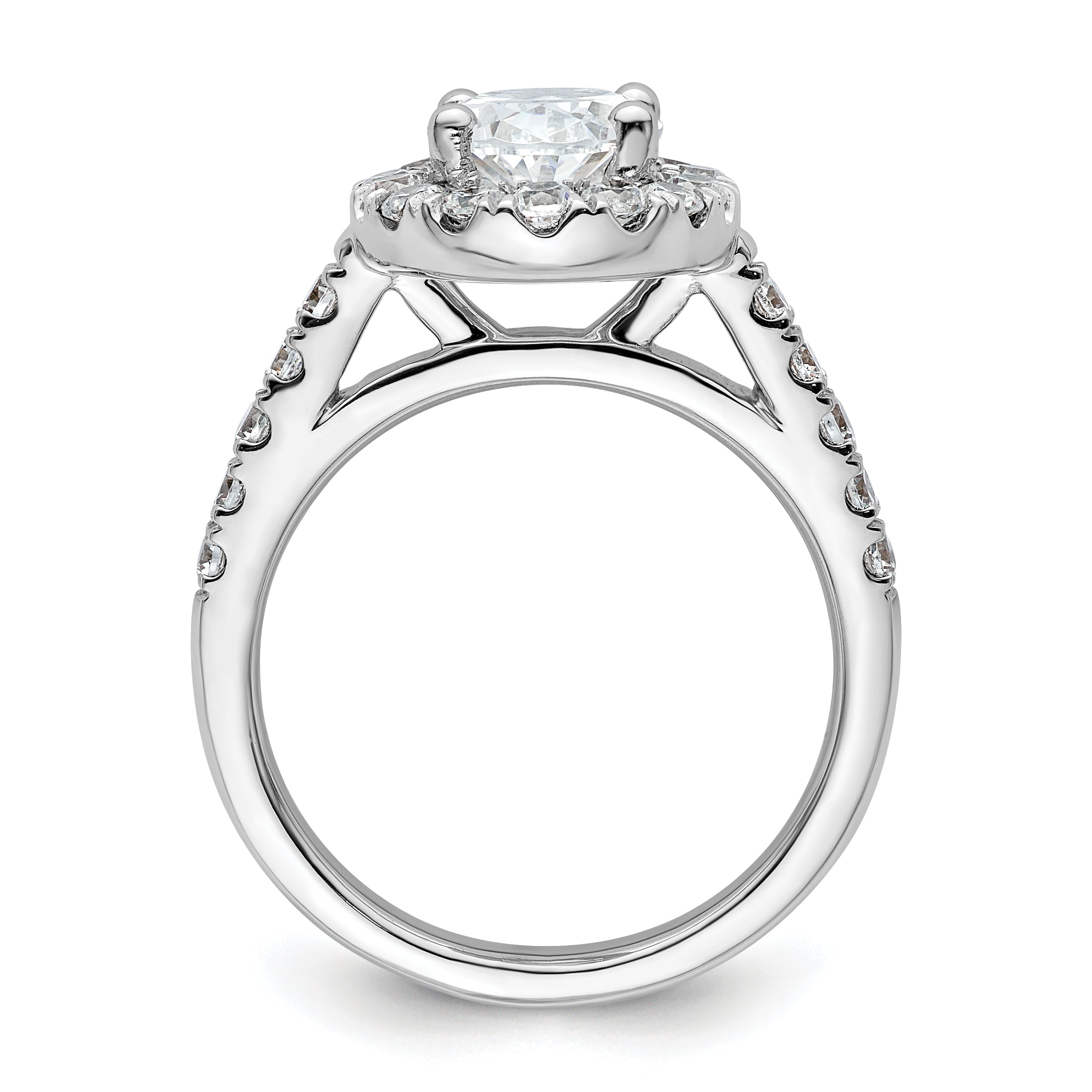14k White Gold 7/8 carat Lab Grown Diamond VS/SI+ G+ 2 carat Center Oval Semi Mount Halo Engagement Ring Secondary image