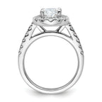 14k White Gold 7/8 carat Lab Grown Diamond VS/SI+ G+ 2 carat Center Oval Semi Mount Halo Engagement Ring