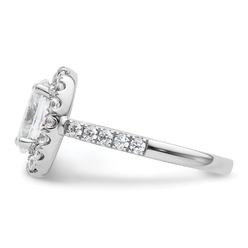14k White Gold 7/8 carat Lab Grown Diamond VS/SI+ G+ 2 carat Center Oval Semi Mount Halo Engagement Ring