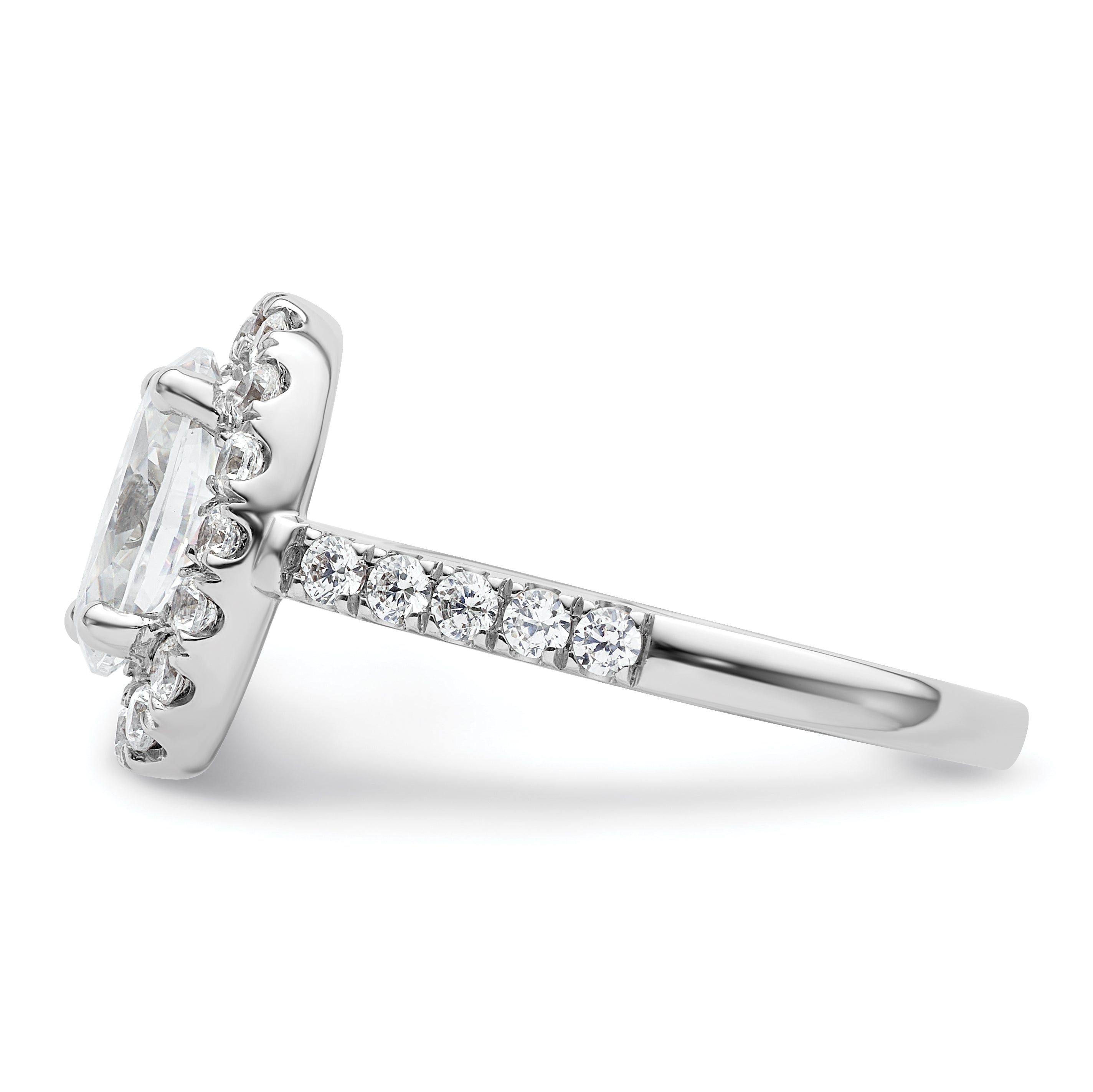 14k White Gold 7/8 carat Lab Grown Diamond VS/SI+ G+ 2 carat Center Oval Semi Mount Halo Engagement Ring