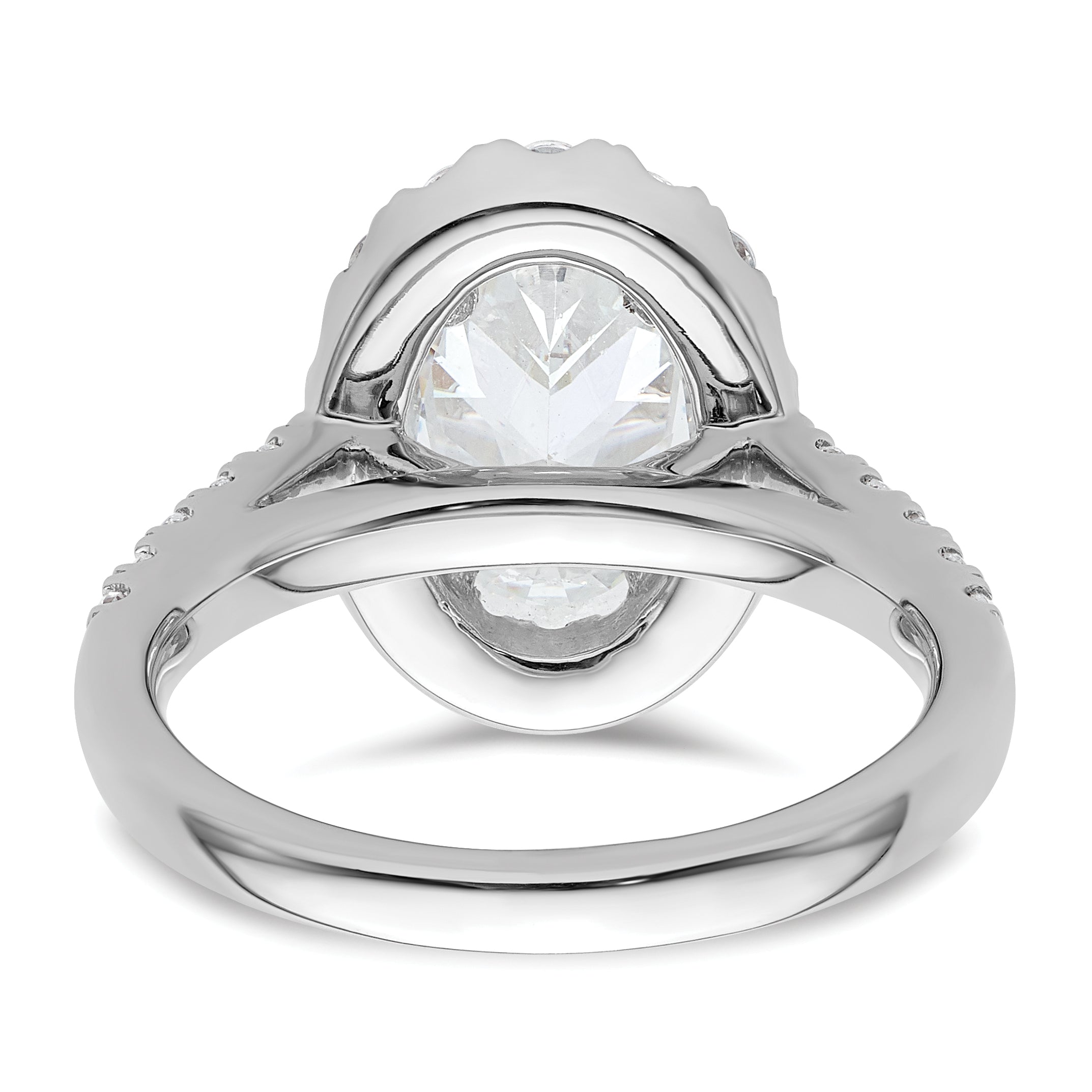 14k White Gold 7/8 carat Lab Grown Diamond VS/SI+ G+ 2 carat Center Oval Semi Mount Halo Engagement Ring