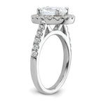14k White Gold 7/8 carat Lab Grown Diamond VS/SI+ G+ 2 carat Center Oval Semi Mount Halo Engagement Ring