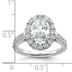 14k White Gold 7/8 carat Lab Grown Diamond VS/SI+ G+ 2 carat Center Oval Semi Mount Halo Engagement Ring