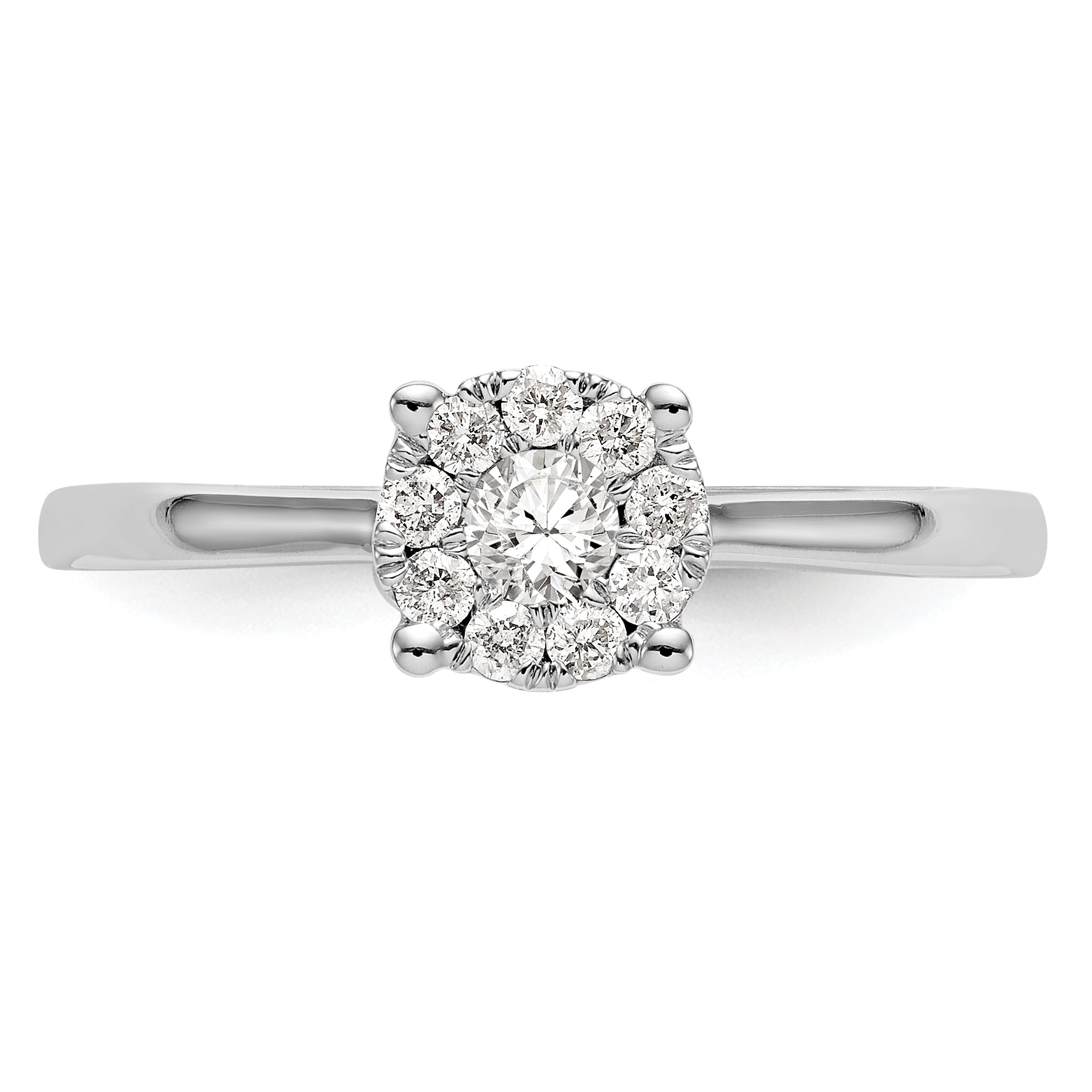 14K White Gold Lab Grown VS/SI+ G+ Dia Cluster Complete Engagement Ring