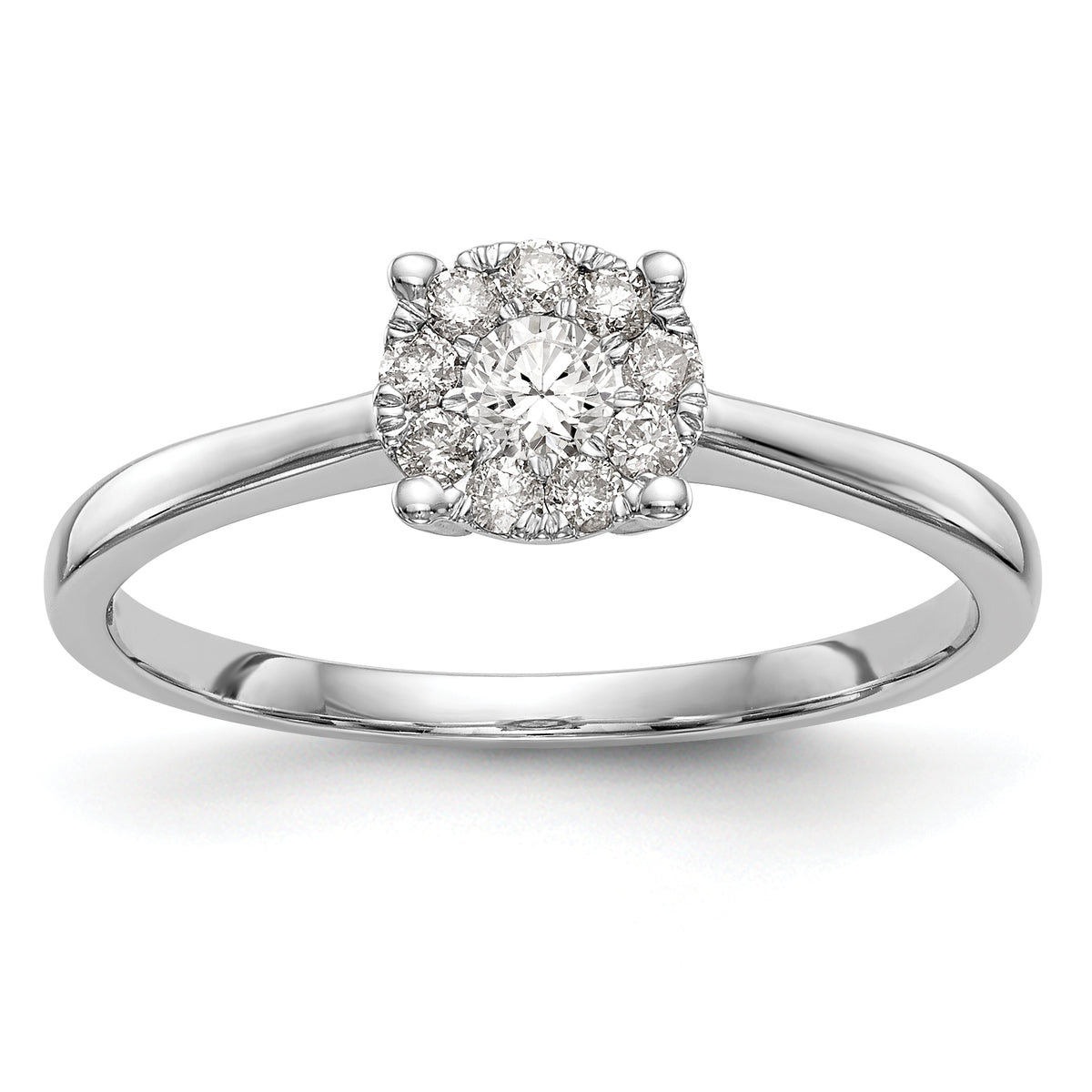 14K White Gold Lab Grown VS/SI+ G+ Dia Cluster Complete Engagement Ring