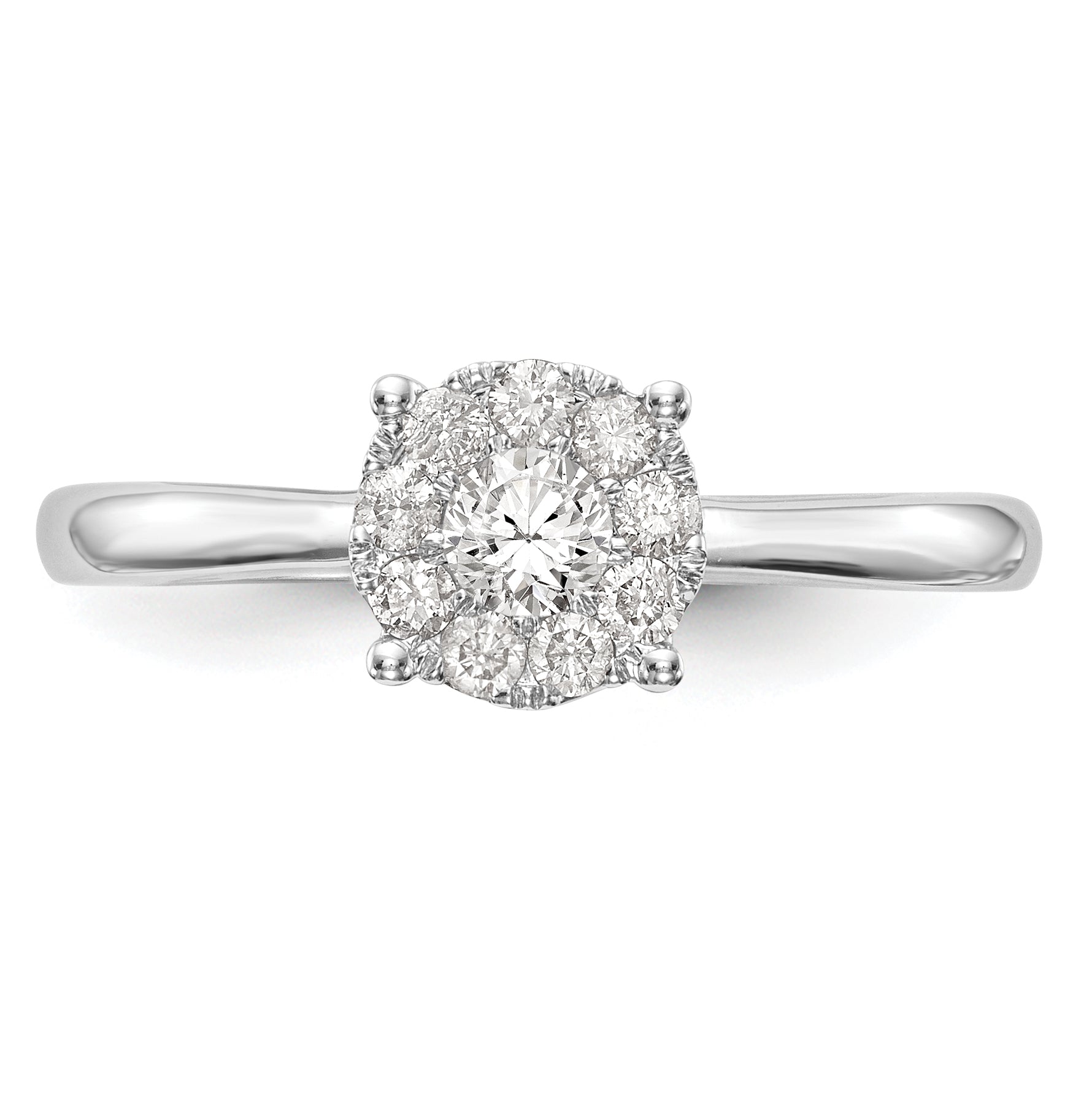 14K White Gold Lab Grown VS/SI+ G+ Dia Cluster Complete Engagement Ring