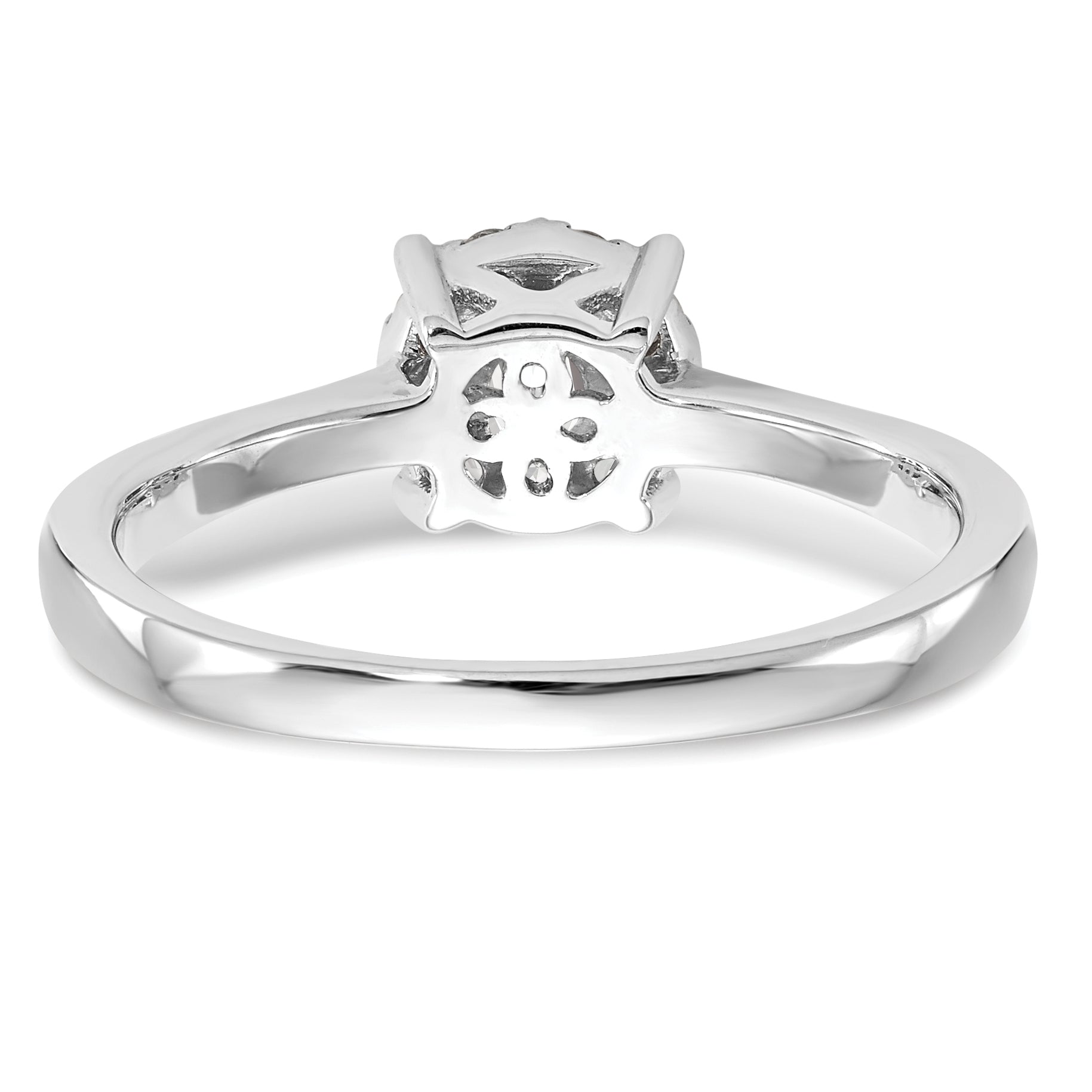 14K White Gold Lab Grown VS/SI+ G+ Dia Cluster Complete Engagement Ring
