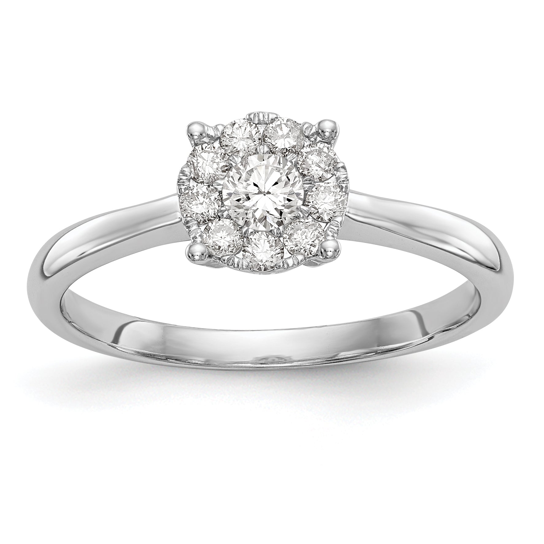 14K White Gold Lab Grown VS/SI+ G+ Dia Cluster Complete Engagement Ring