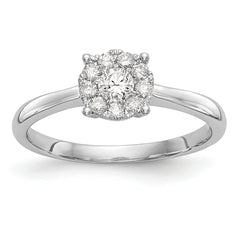 14K White Gold Lab Grown VS/SI+ G+ Dia Cluster Complete Engagement Ring