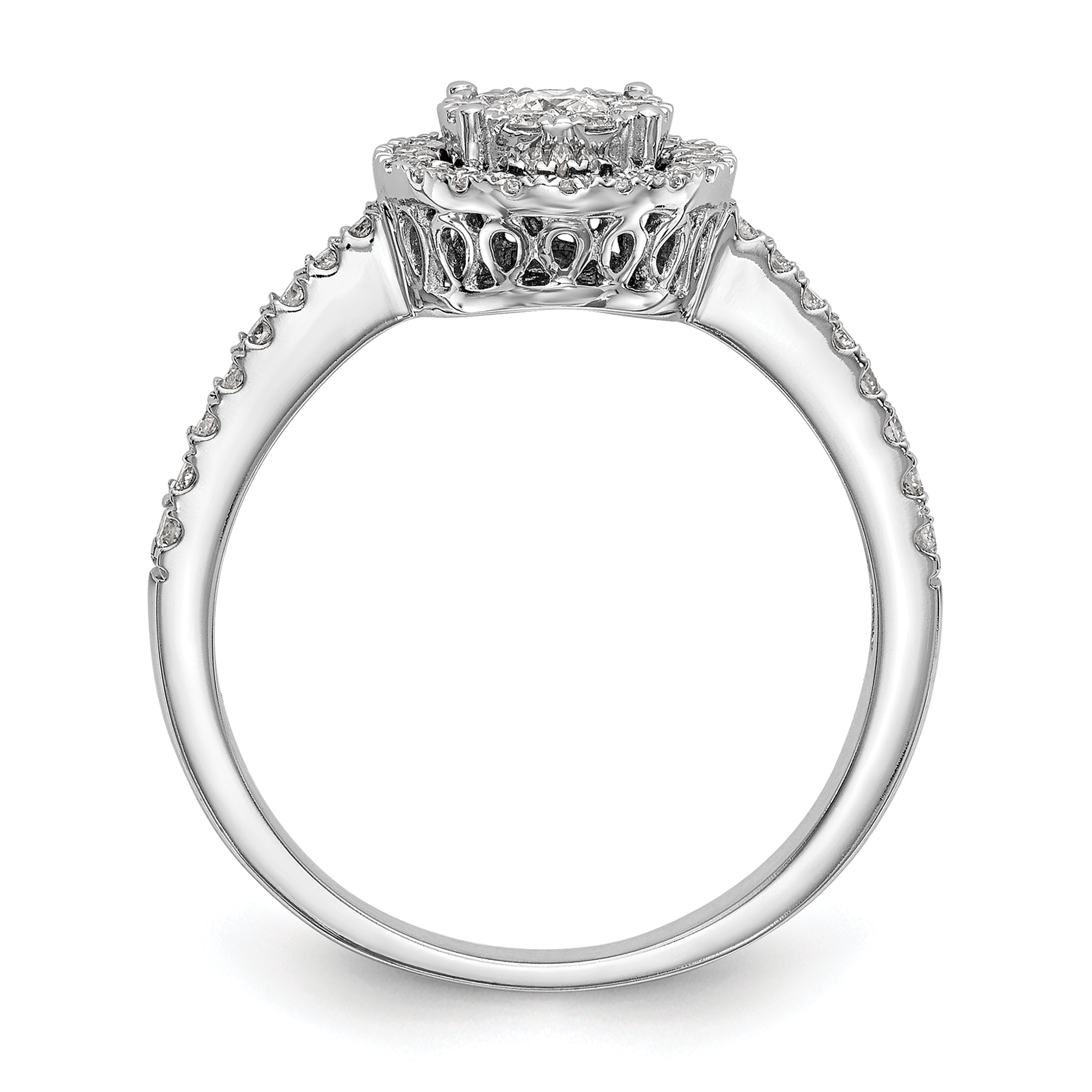 14k White Gold 1/2 carat Lab Grown Diamond VS/SI+ G+ Complete Cluster Engagement Ring
