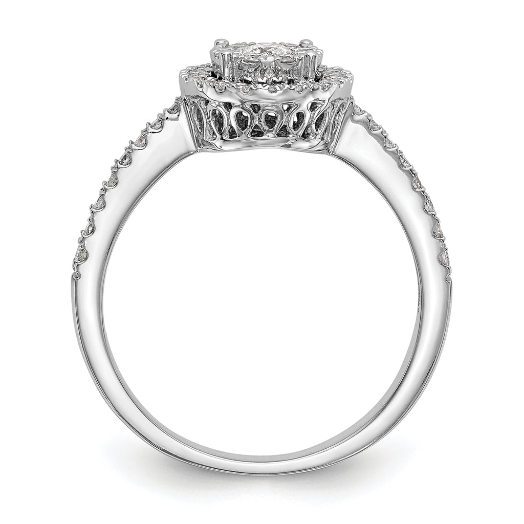 14k White Gold 1/2 carat Lab Grown Diamond VS/SI+ G+ Complete Cluster Engagement Ring