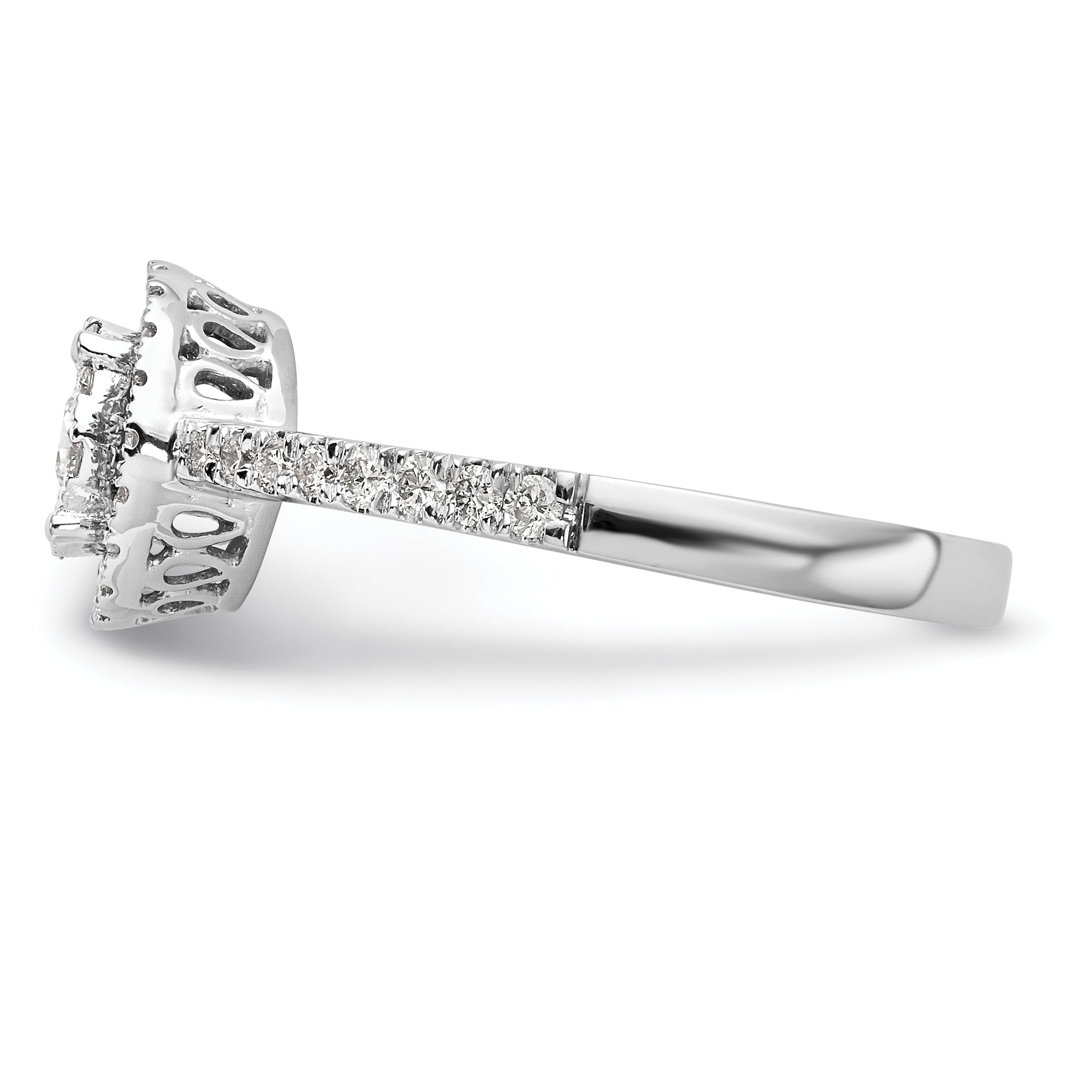 14k White Gold 1/2 carat Lab Grown Diamond VS/SI+ G+ Complete Cluster Engagement Ring