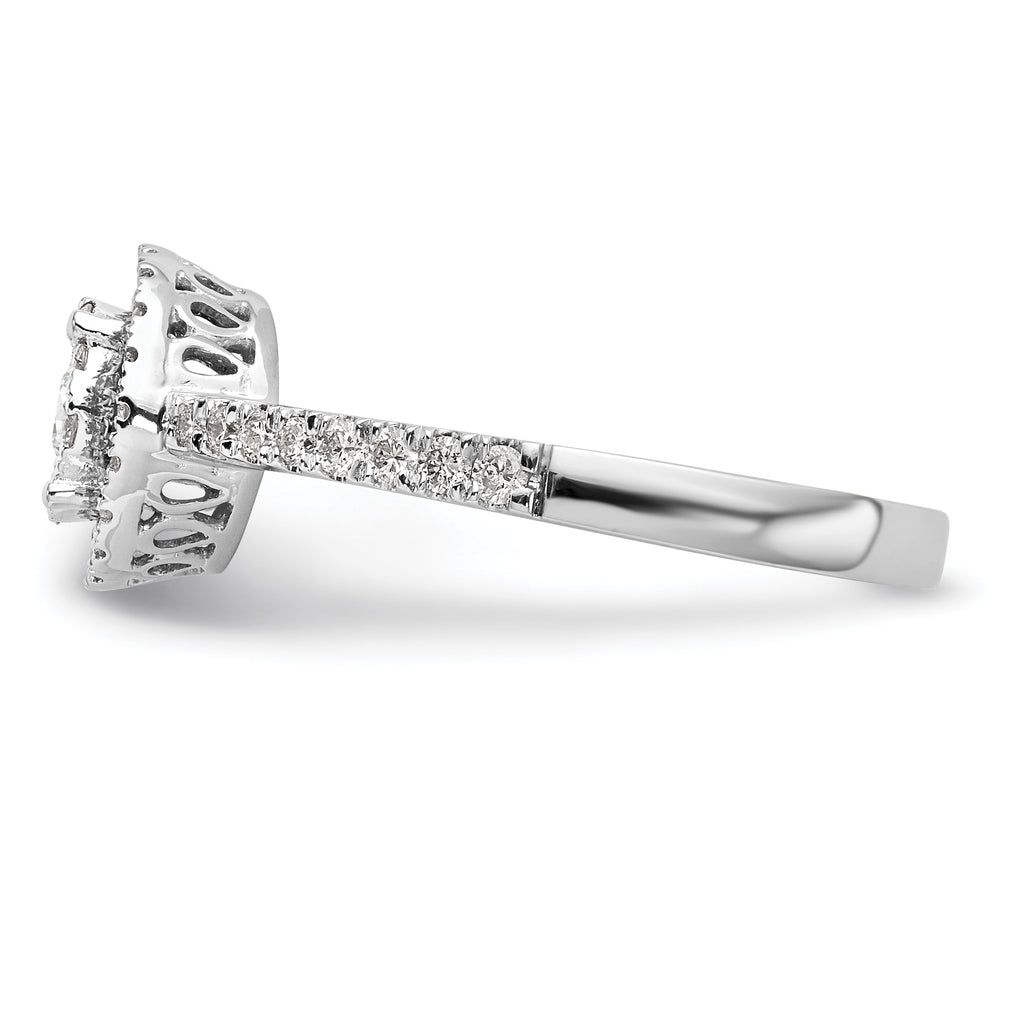 14k White Gold 1/2 carat Lab Grown Diamond VS/SI+ G+ Complete Cluster Engagement Ring