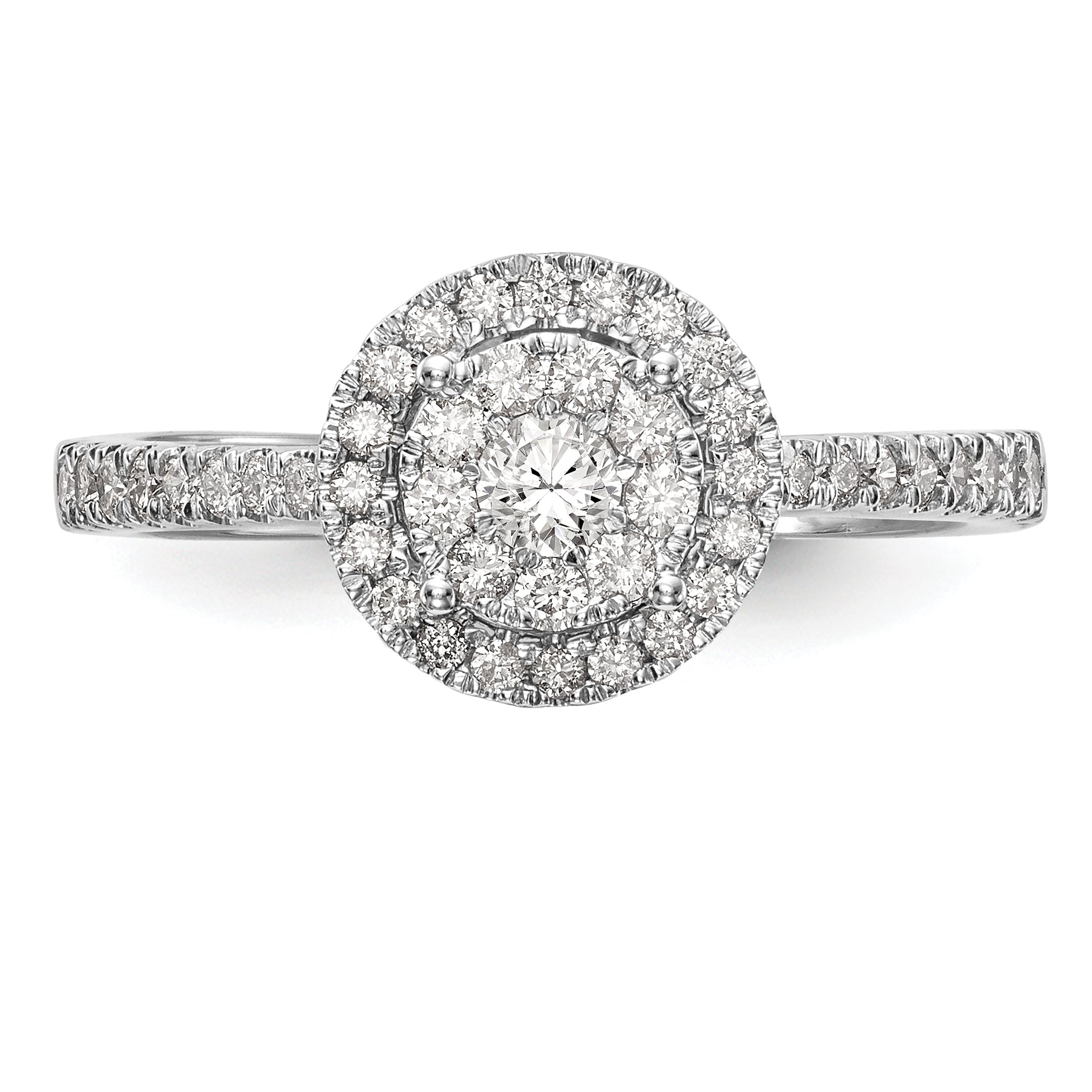 14k White Gold 1/2 carat Lab Grown Diamond VS/SI+ G+ Complete Cluster Engagement Ring