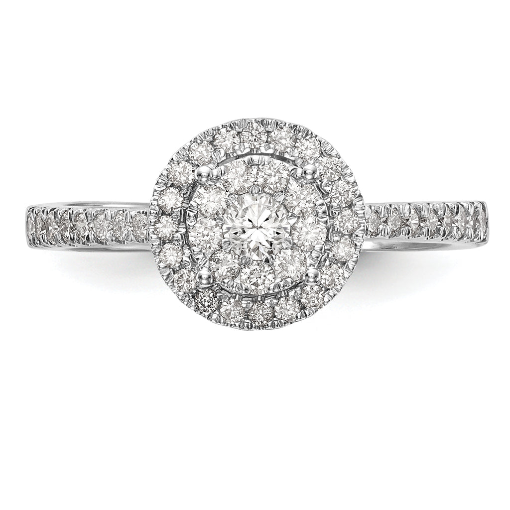 14k White Gold 1/2 carat Lab Grown Diamond VS/SI+ G+ Complete Cluster Engagement Ring