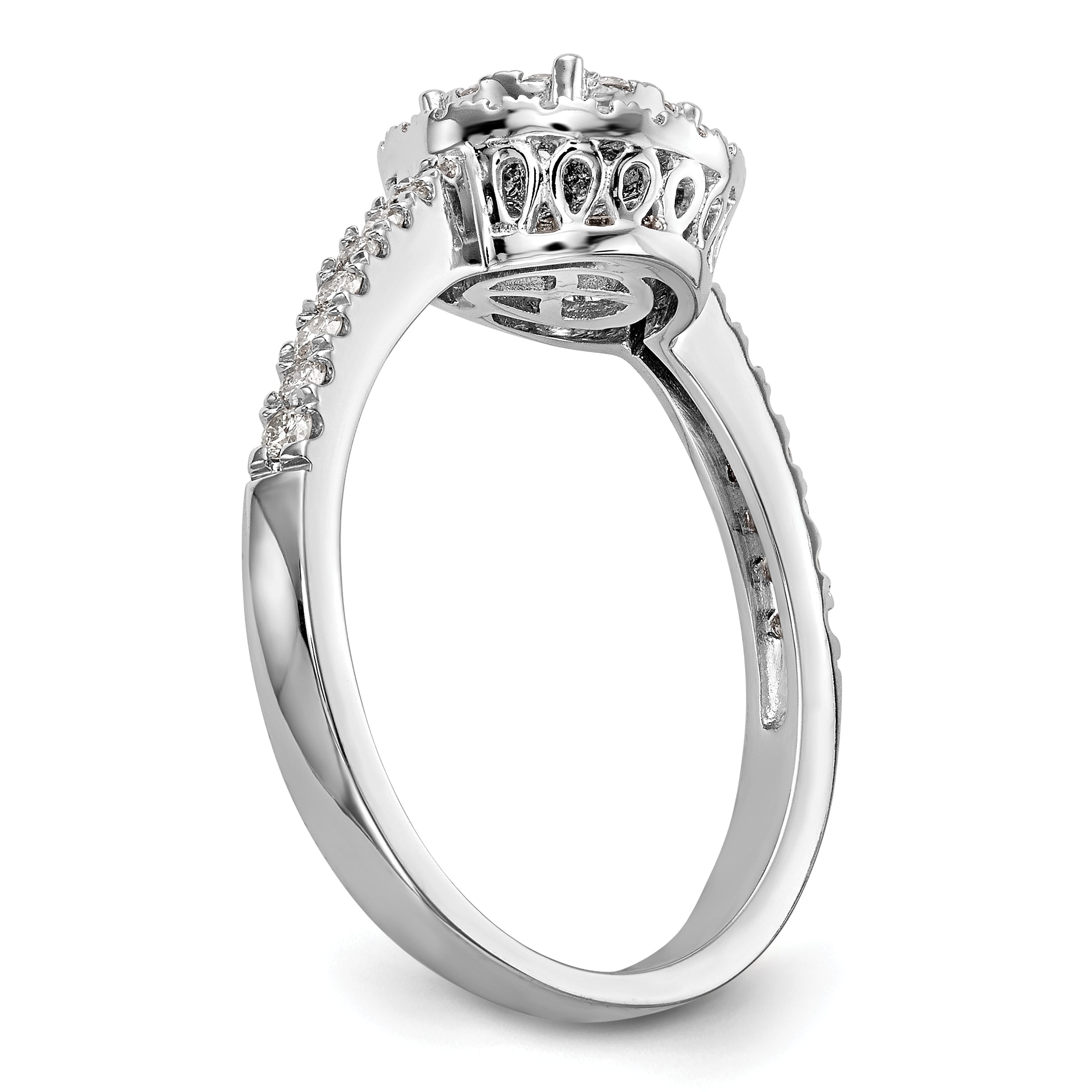 14k White Gold 1/2 carat Lab Grown Diamond VS/SI+ G+ Complete Cluster Engagement Ring
