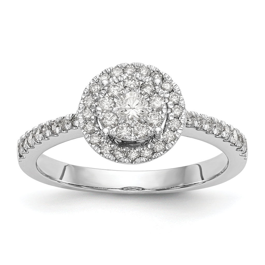 14k White Gold 1/2 carat Lab Grown Diamond VS/SI+ G+ Complete Cluster Engagement Ring