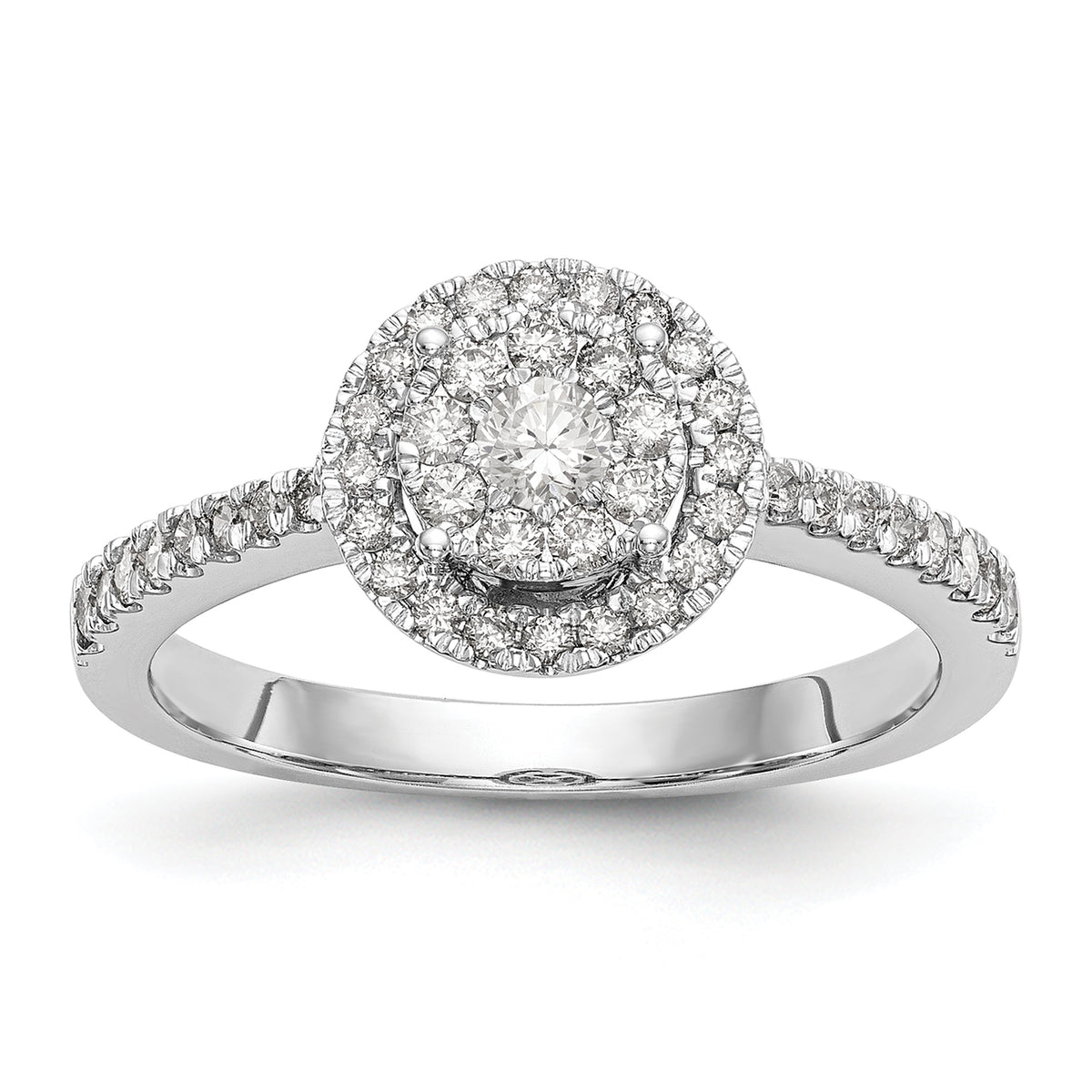 14k White Gold 1/2 carat Lab Grown Diamond VS/SI+ G+ Complete Cluster Engagement Ring
