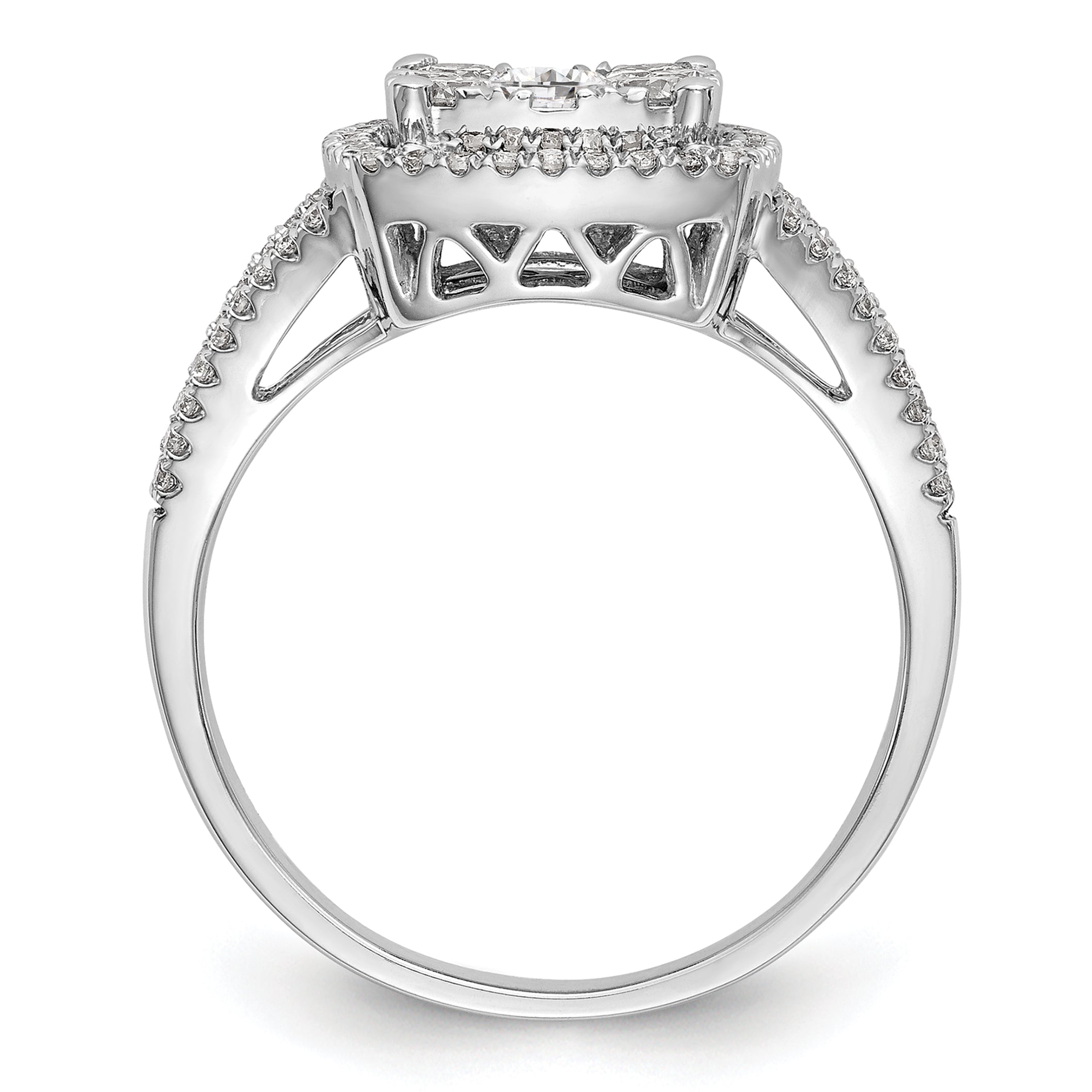 14k White Gold 1 carat Lab Grown Diamond VS/SI+ G+ Complete Cluster Engagement Ring