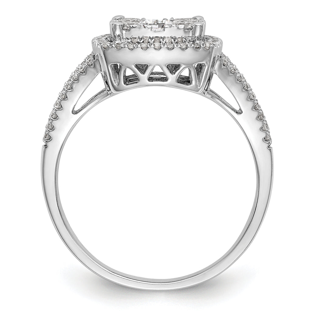 14k White Gold 1 carat Lab Grown Diamond VS/SI+ G+ Complete Cluster Engagement Ring