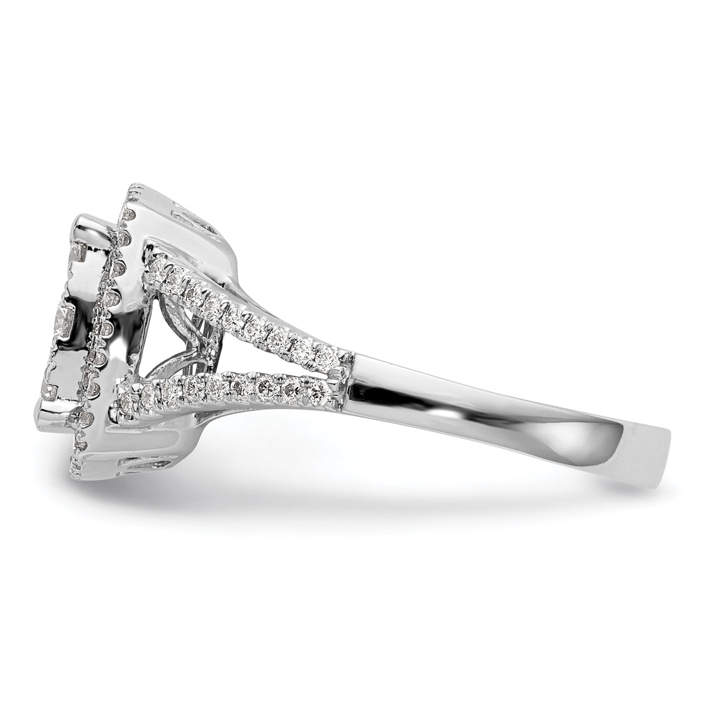 14k White Gold 1 carat Lab Grown Diamond VS/SI+ G+ Complete Cluster Engagement Ring