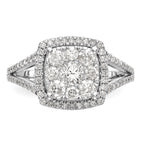 14k White Gold 1 carat Lab Grown Diamond VS/SI+ G+ Complete Cluster Engagement Ring