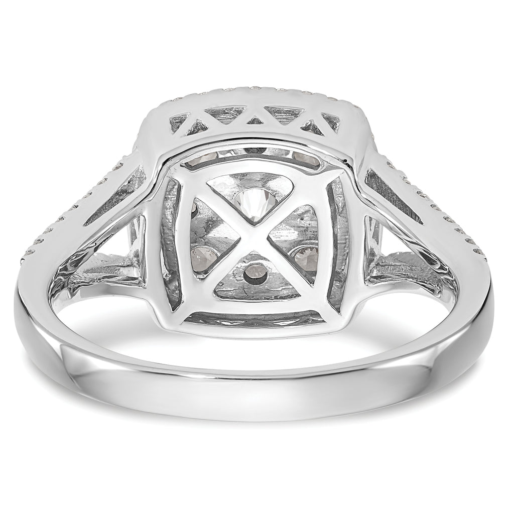 14k White Gold 1 carat Lab Grown Diamond VS/SI+ G+ Complete Cluster Engagement Ring