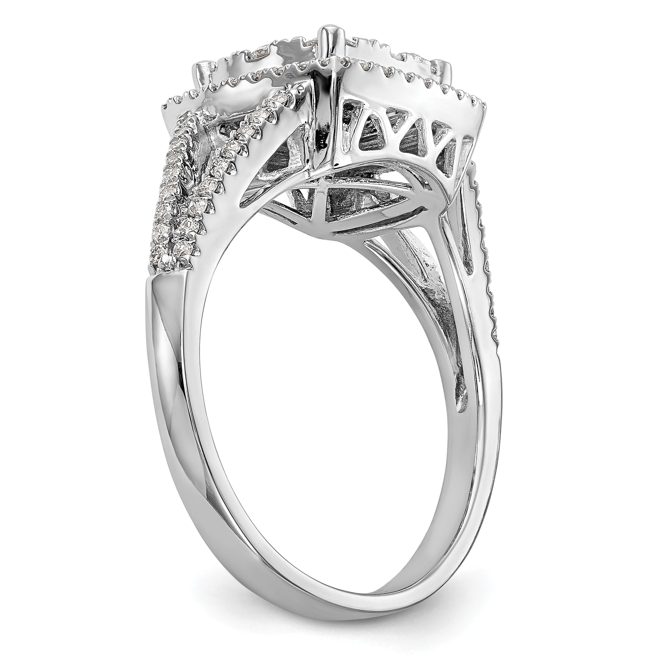 14k White Gold 1 carat Lab Grown Diamond VS/SI+ G+ Complete Cluster Engagement Ring
