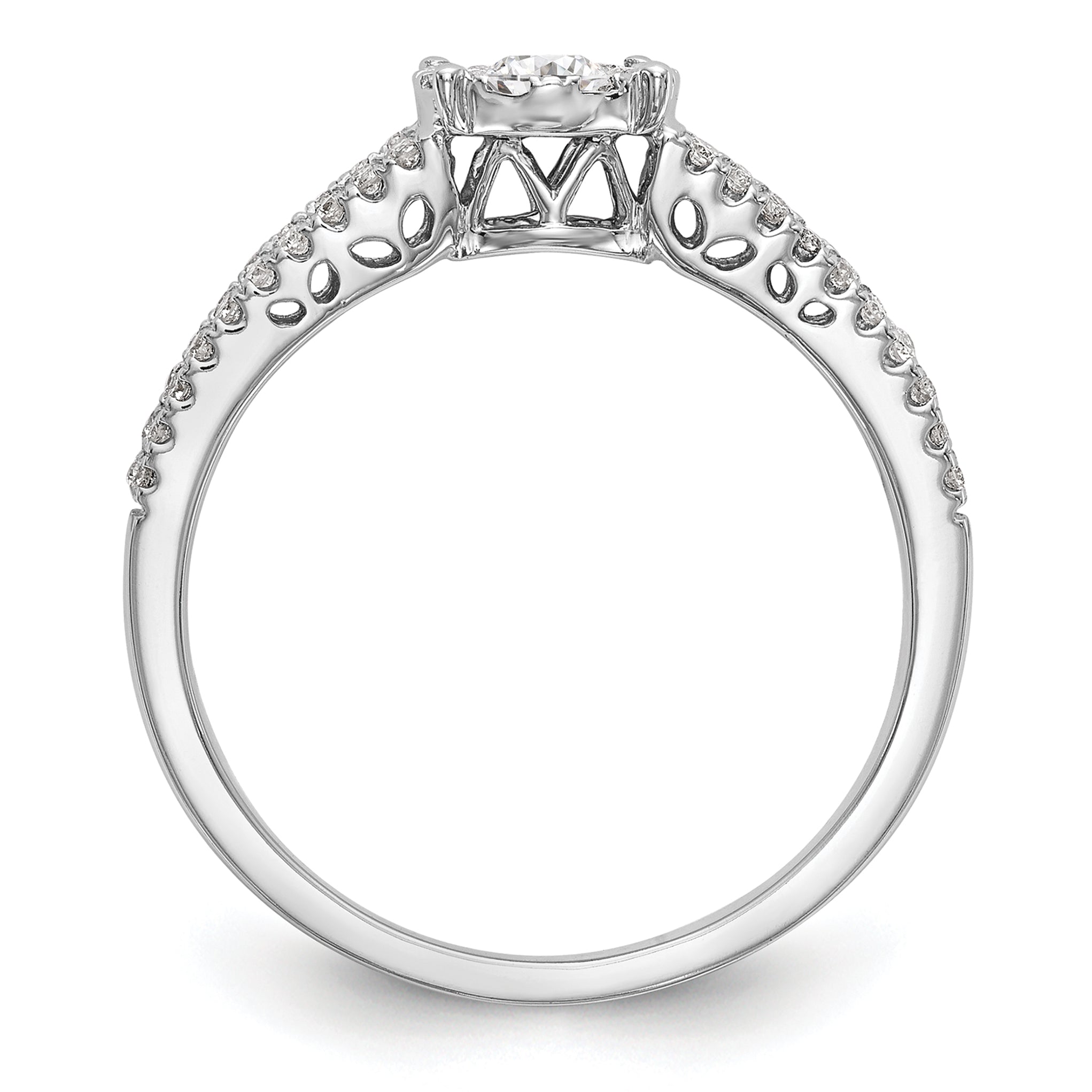 14K White Gold Lab Grown VS/SI+ G+ Dia Complete Cluster Engagement Ring