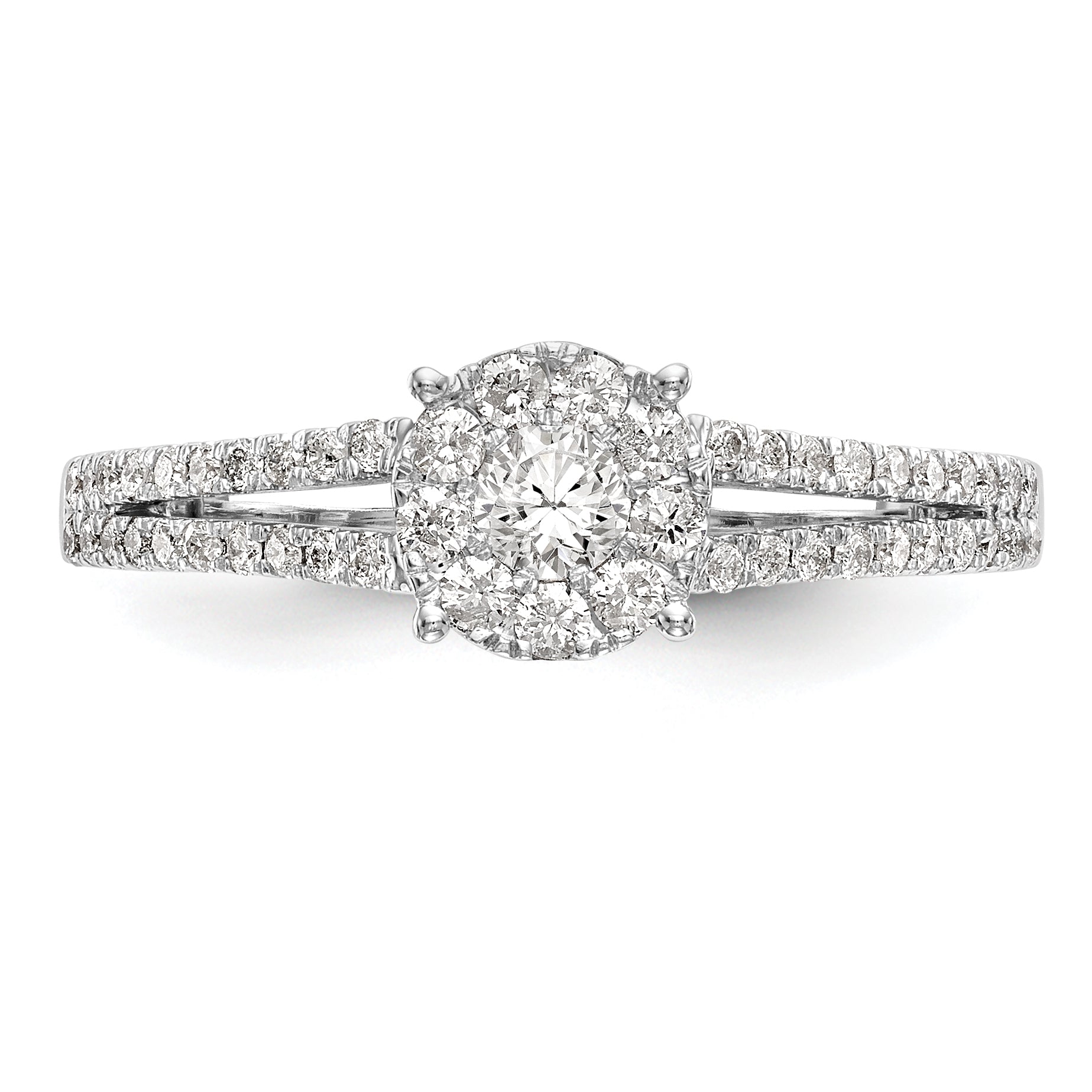 14K White Gold Lab Grown VS/SI+ G+ Dia Complete Cluster Engagement Ring