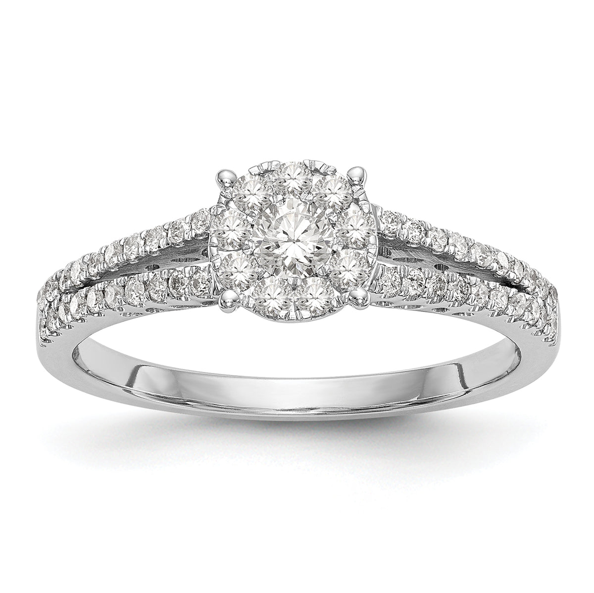 14K White Gold Lab Grown VS/SI+ G+ Dia Complete Cluster Engagement Ring