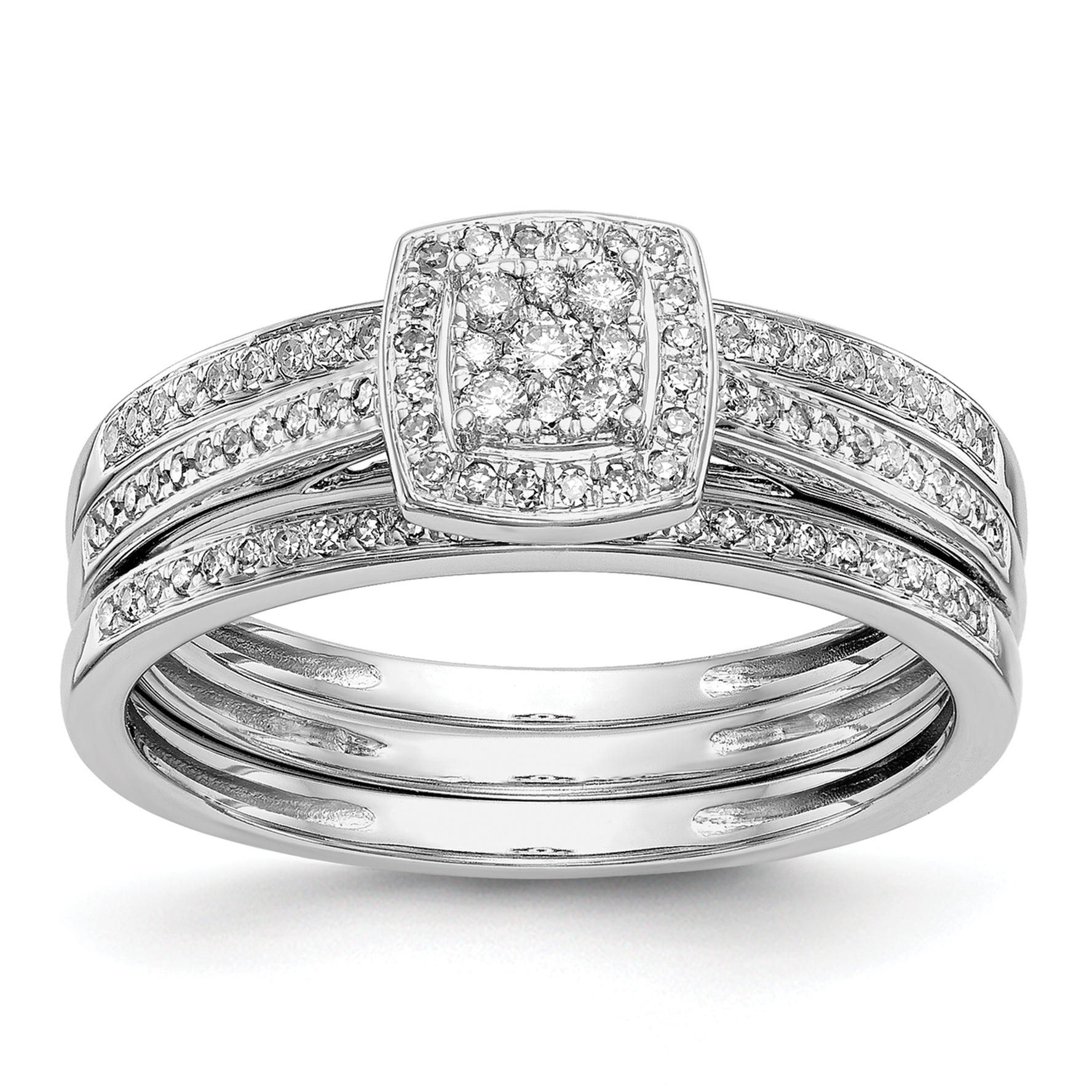 10K White Gold Lab Grown VS/SI+ G+ Dia Complete Cluster Engagement Ring